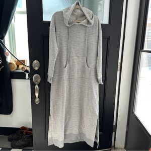 Soft Surroundings Lazy Day Gray Hooded Knit Sweater Dress Sz L